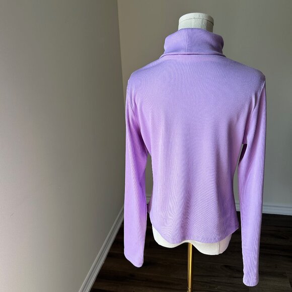 XL Slim Fit Simons Lilac Purple Ribbed Turtleneck - Picture 4 of 10